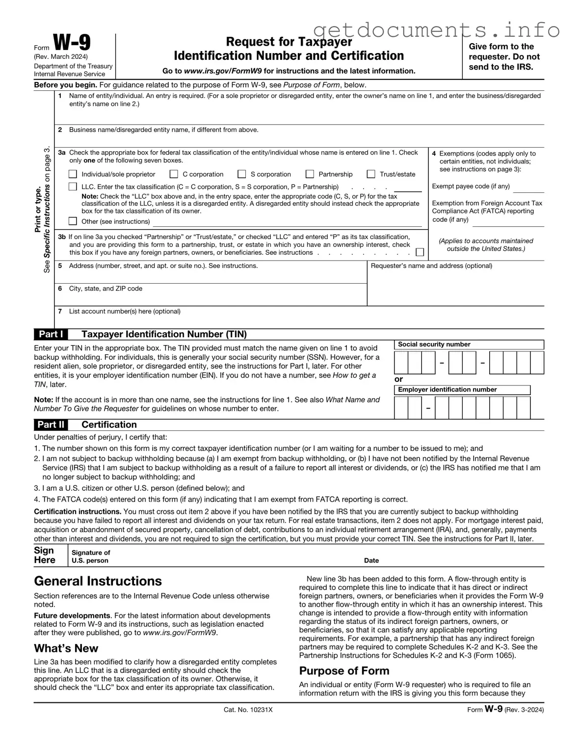 Official IRS W-9 Form