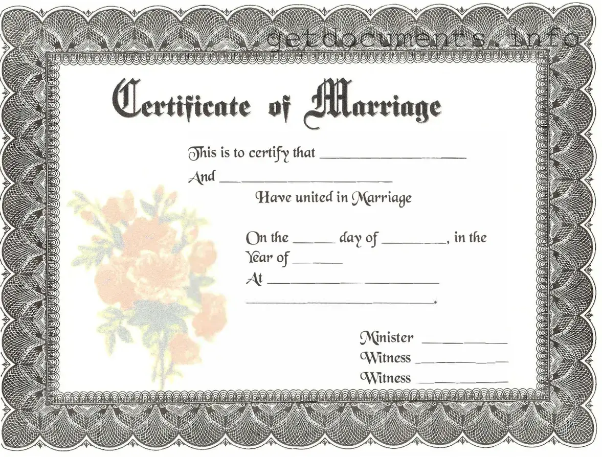 Official Marriage Certificate Form
