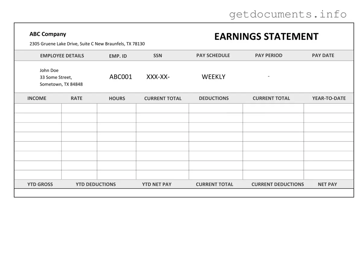 Official Independent Contractor Pay Stub Form