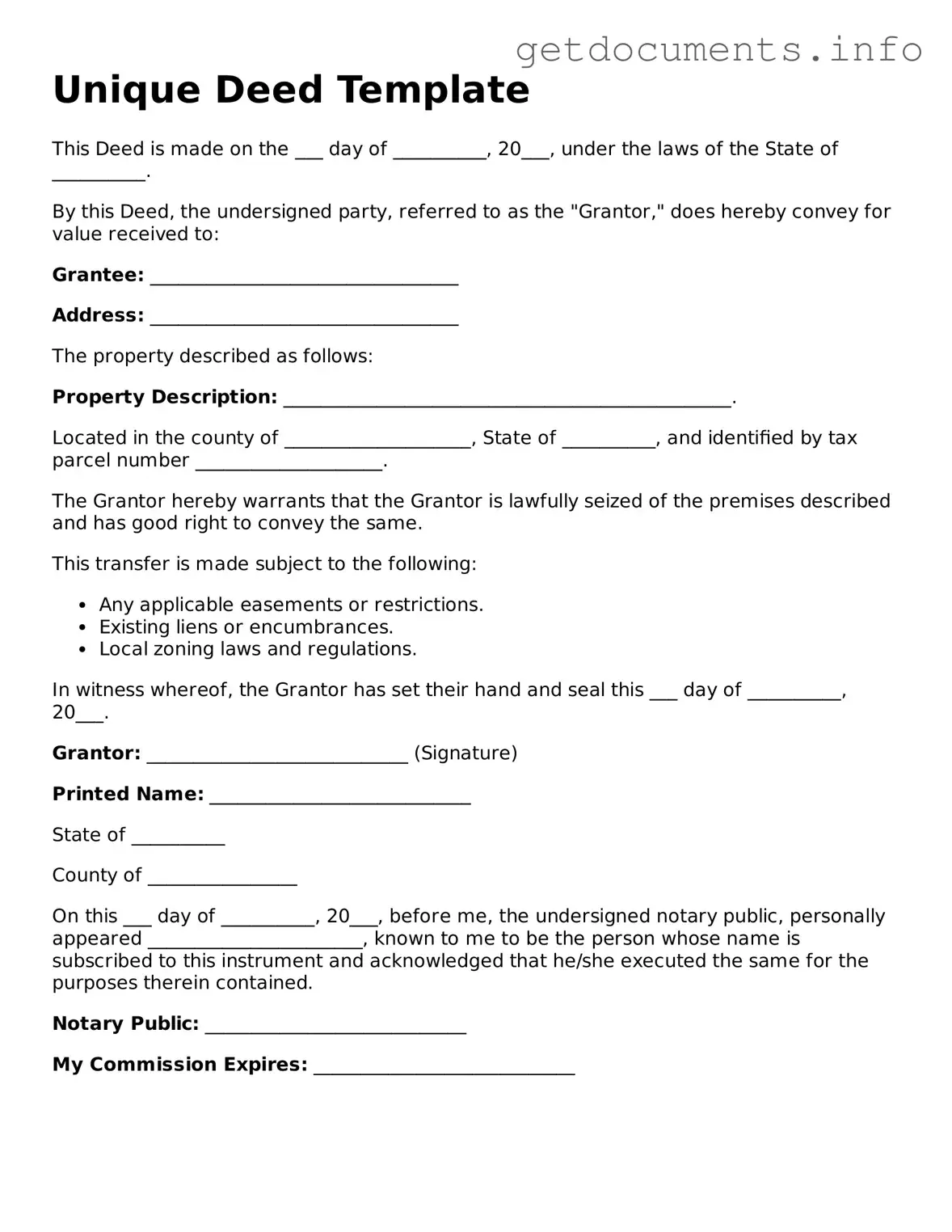 Printable Deed Document