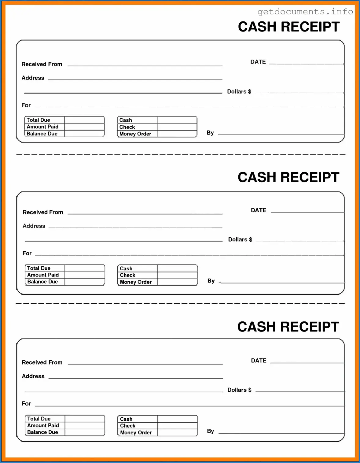 Official Cash Receipt Form