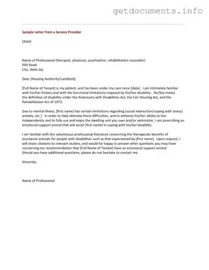 Official Emotional Support Animal Letter Form