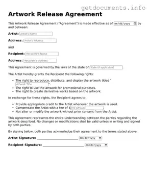 Printable Artwork Release Document