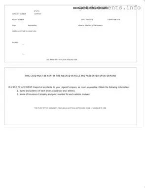 Official Auto Insurance Card Form