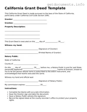 Free  Deed Template for California