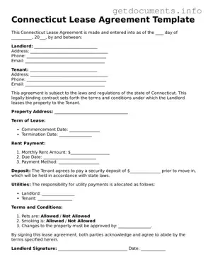 Free  Lease Agreement Template for Connecticut