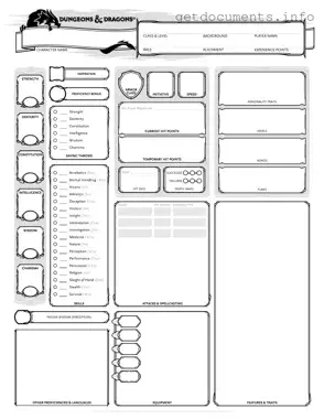 Official Dnd Character Sheet Form