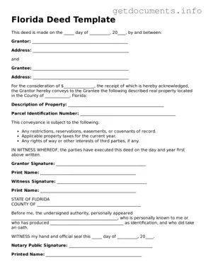 Free  Deed Template for Florida