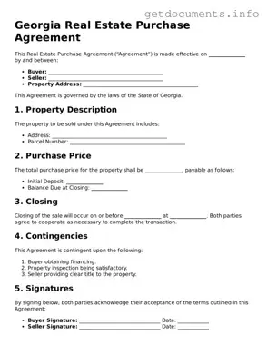 Free  Real Estate Purchase Agreement Template for Georgia