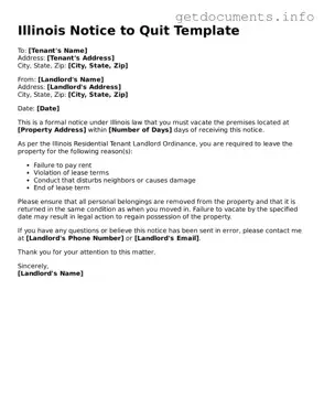 Free  Notice to Quit Template for Illinois