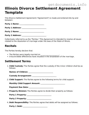 Free  Divorce Settlement Agreement Template for Illinois