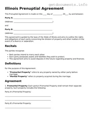 Free  Prenuptial Agreement Template for Illinois
