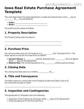 Free  Real Estate Purchase Agreement Template for Iowa