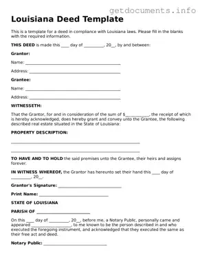 Free  Deed Template for Louisiana