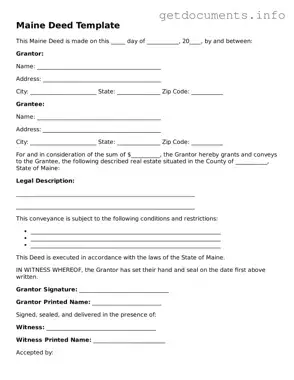 Free  Deed Template for Maine