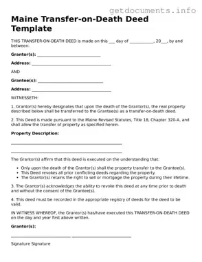 Free  Transfer-on-Death Deed Template for Maine