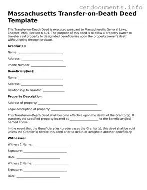 Free  Transfer-on-Death Deed Template for Massachusetts