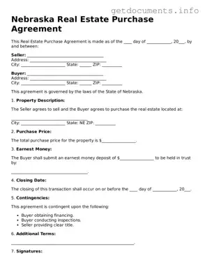 Free  Real Estate Purchase Agreement Template for Nebraska