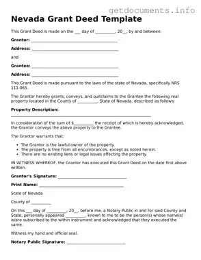 Free  Deed Template for Nevada