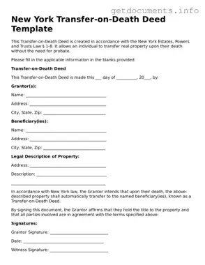 Free  Transfer-on-Death Deed Template for New York
