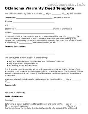 Free  Deed Template for Oklahoma