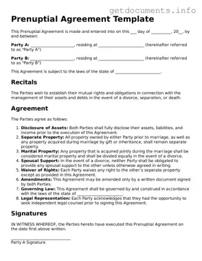 Printable Prenuptial Agreement Document