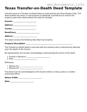 Free  Transfer-on-Death Deed Template for Texas