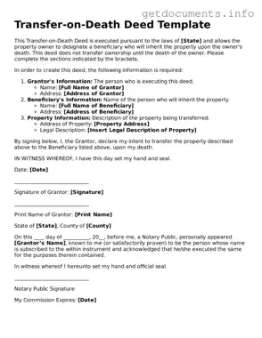 Printable Transfer-on-Death Deed Document