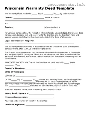 Free  Deed Template for Wisconsin