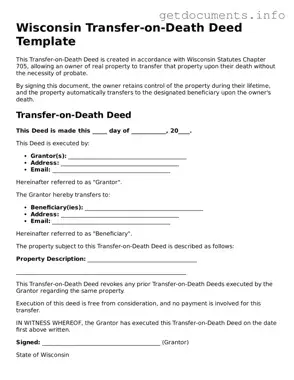 Free  Transfer-on-Death Deed Template for Wisconsin