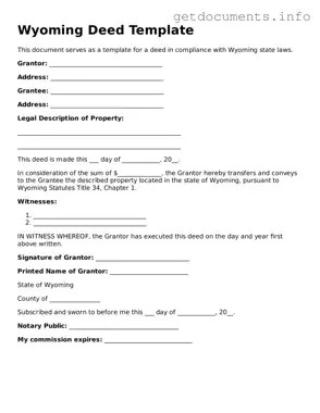 Free  Deed Template for Wyoming