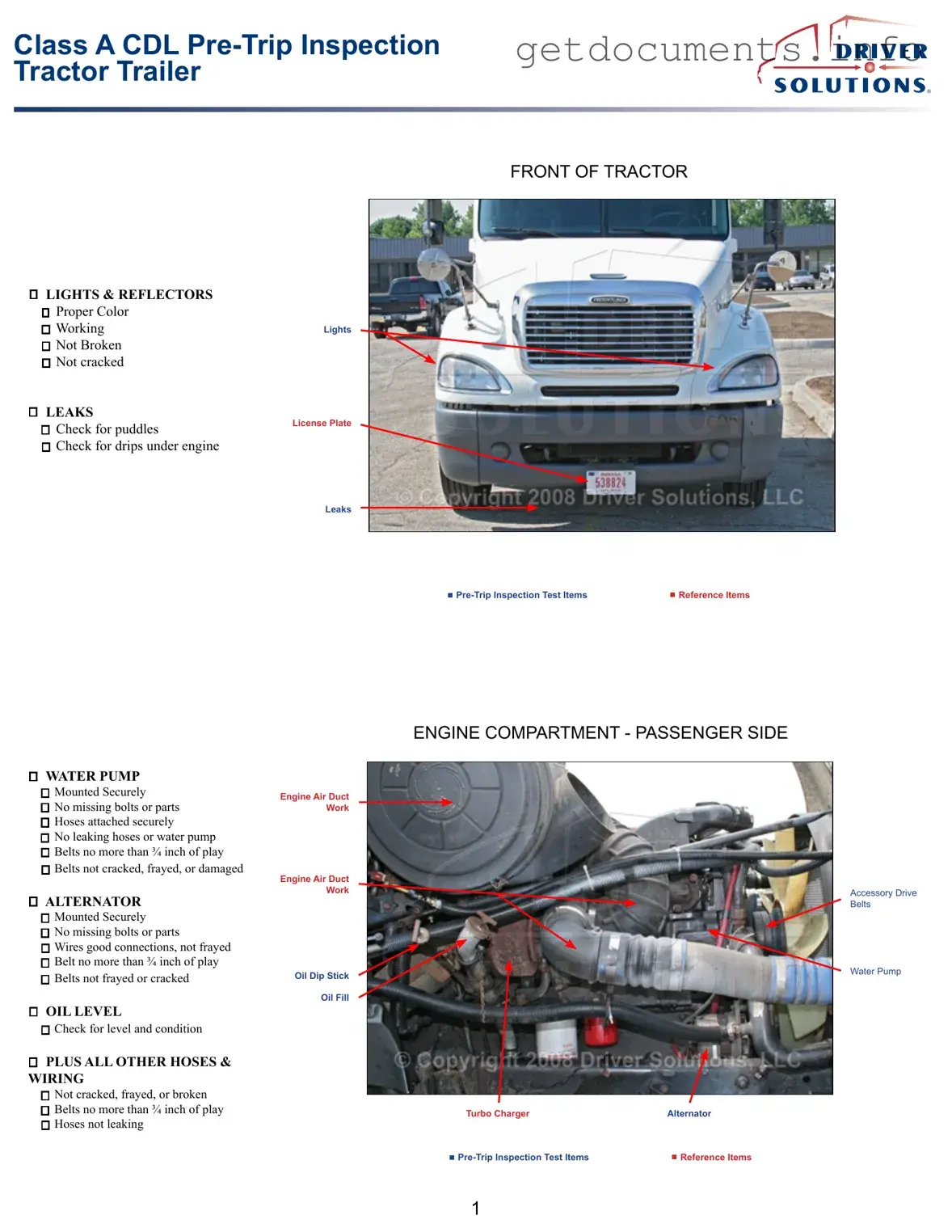 Official Pre Trip Inspection Checklist Form