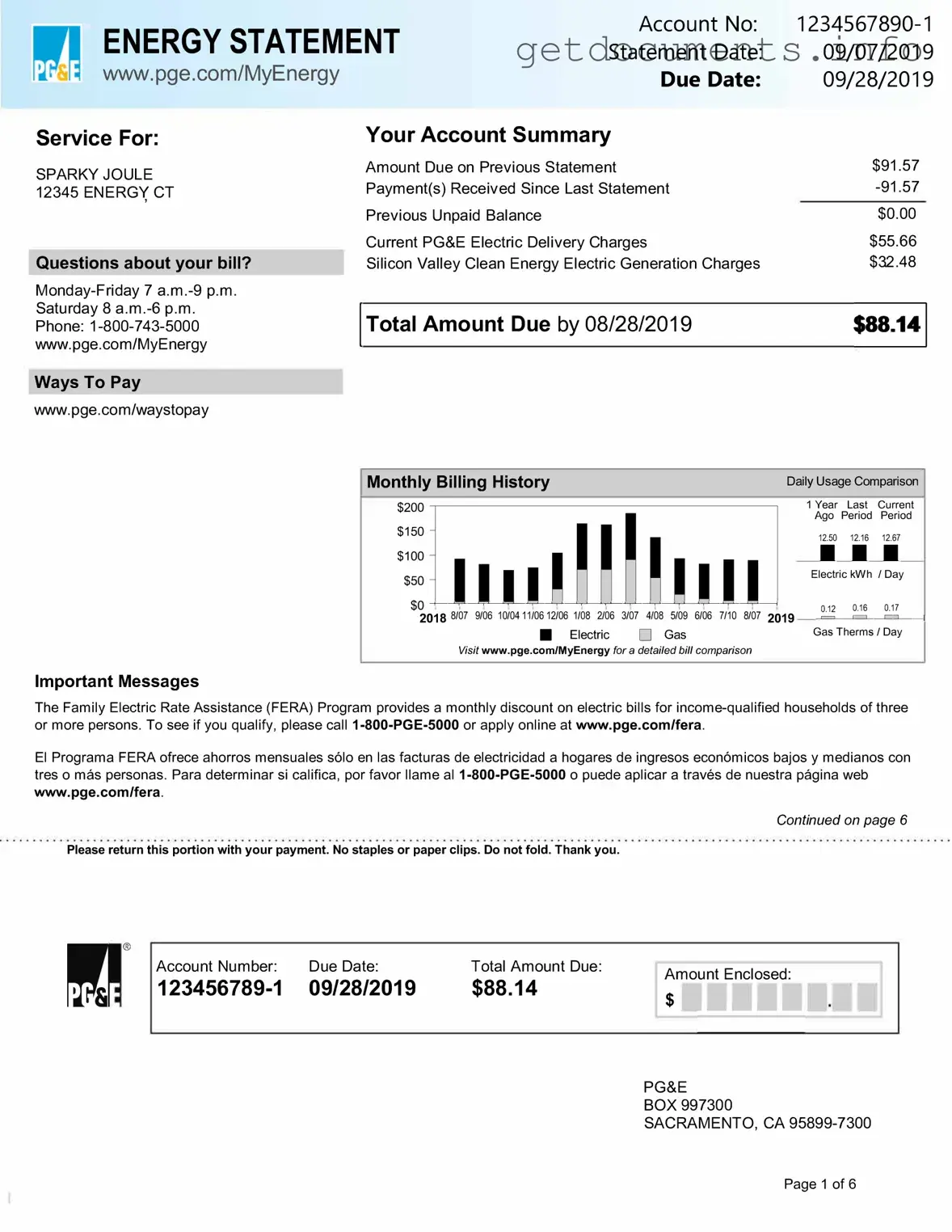 Official Utility Bill Form